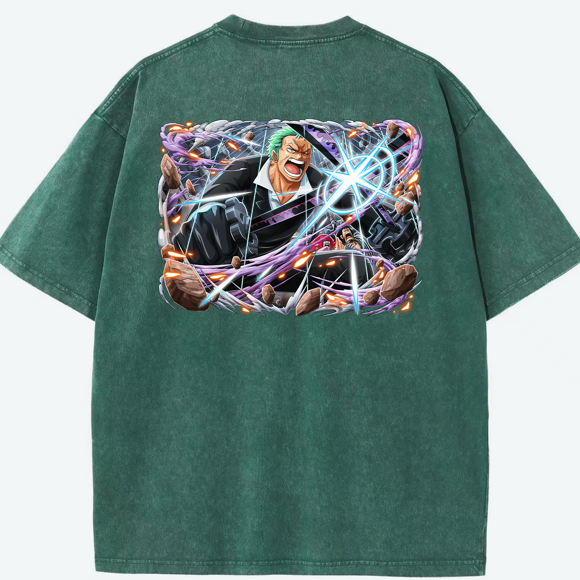 ワンピース ロロノア・ゾロ ONE PIECE Roronoa Zoro 綿100% ヴィンテージ風 半袖Tシャツ（背面プリント）